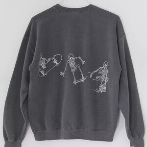 Urban Outfitter Project Social T Gray Skeleton Sweatshirt Small/Medium